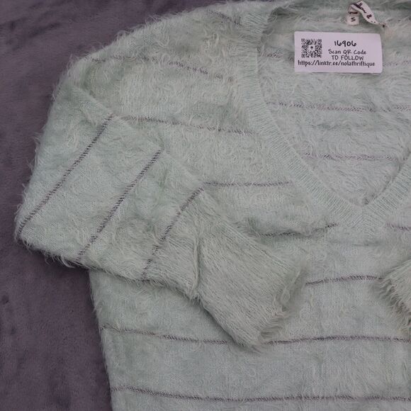 Willow and Clay Sweater Womens S Green Long Fitted Sleeve VNeck Pullover - Picture 11 of 16